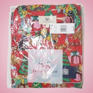 Printfresh Pajama Set Medium Cats Meowy Christmas Red Bow Long Sleeve/Pants NWT